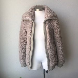 UO Pins and Needles Sherpa Teddy Bomber Jacket